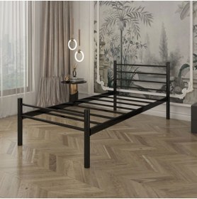 Resim 4K HOME DESİNG Metal Karyola Metal Siyah Renk Karyola 90x200 Tek Kişilik 