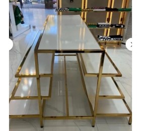 Resim Md Vitrin Dekorasyon Gold Kaplama Mağaza Katlama Bankosu (Özel Yapım) 