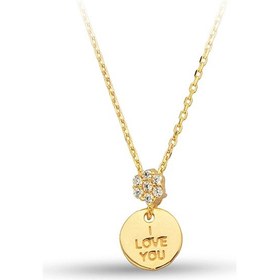 Resim I Love You Taşlı Altın Kolye 