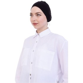 Resim Modish Group Kadın Tesettür Bone Bağcıklı Dikişsiz Penye 4 Parça Set Siyah, Beyaz 