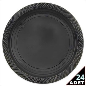Resim Plastik Tabak, 22cm X 24 Adet - Siyah 