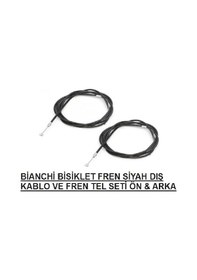 Resim Bianchi Bisiklet Fren Dış Kablo Ve Fren Tel Seti Ön ve Arka Siyah Siyah - Gri 