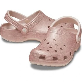 Resim Crocs Classic Glitter Clog Sandalet Erkekler İçin Hafif Rahat Pembe Renkli Düz Topuk 