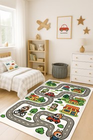Resim Olverno Home Oyun halısı makinede yıkanabilir kaymaz taban leke tutmaz çocuk halısı 