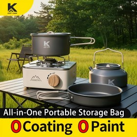 Resim Jetbeam 9 Parça Hafif ve Katlanabilir Kamp Pişirme Seti, Hepsi Bir Arada Taşınabilir Saklama Özellikli - Ağır Hizmet Tipi Alüminyum Alaşımlı Pişirme Seti, Sırt Çantası Gezileri, Yürüyüş, Karavan için - Tekli ve Grup Maceraları için Kompakt Kamp Mutfak Gereçleri, Sırt Çantası Ekipmanları 