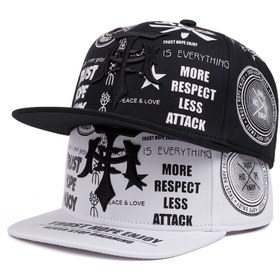 Resim Erkeklerin Şık Siyah ve Beyaz Beyzbol Şapkası, İlham Verici Mesajlarla - "Daha Saygı Daha Tutum" ve "İyi Ol" Tasarımı, Ayarlanabilir Snapback, Açık Hava Sporları ve Eğlence Güneş Şapkası, Güneş Koruması Şapkası | Şık Beyzbol Şapkası | Dokulu Kumaş Şapka, Beyzbol Şapkası 