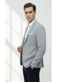 Resim Plus Scorpion Erkek Esnek Kumaş Slim Fit Blazer Ceket Günlük & Ofis Şıklığı Açık Gri 