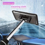 Resim 1 adet Teleskopik Çubuklu Cam Temizleme Aracı, Araba Cam Temizleyici, Teleskopik Çubuklu Fiberglas Temizleme Aracı, Teleskopik Cam Bez 