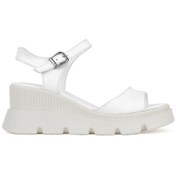 Resim Ziya, Kadın Hakiki Deri Dolgu Topuk Sandalet 1411020z2003 Beyaz 1411020z2003 500 Beyaz 