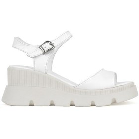 Resim Ziya, Kadın Hakiki Deri Dolgu Topuk Sandalet 1411020z2003 Beyaz 1411020z2003 500 Beyaz 