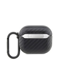 Resim Airpods 3.nesil Uyumlu Kılıf Bmw Lisanslı Pu Karbon Fiber Tasarımlı Çift Metal Logolu Siyah 