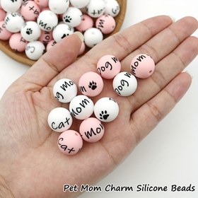 Resim 20 Adet YEITIADY Kedi Anne & Köpek Anne Boncukları - Pati İzli Tasarımlı - Gıda Sınıfı Toksik Olmayan Silikon - DIY Takı, Anahtarlık, Evcil Hayvan Severler İçin Hediye - Kedi Tutkunlarına, Köpek Annelerine Uygun - Doğum Günü, Anneler Günü Hediyeleri, El İşi Projeleri, Şık Boncuk Stili, Güvenli Malzeme 