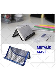 Resim Masa Üstü Metal Perfore Kartvizitlik (metalik Mavi) 