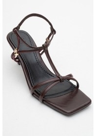 Resim Luvishoes Luvi Shoes Gıbson Bordo Kare Burunlu Kadın Topuklu Sandalet Bordo 