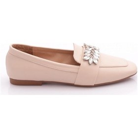 Resim Dgn 50085-23y Kadin Kristal Taşli Tokali Loafer Ten Cilt 