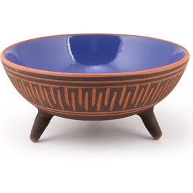 Resim Seramik Desenli Ayaklı Sunum Tabağı 20 Cm Lacivert 