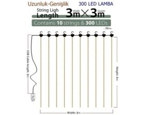 Resim 8 Fonksiyonlu Peri Perde Led Uzaktan Kumandalı Günışığı Perde Peri Led (3 mt x 3 mt) 
