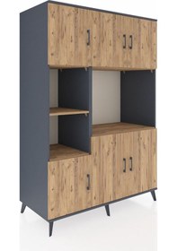 Resim Kronos Dolap 9 Raflı 6 Kapaklı 132x59x195 Antrasit-çam/çam Atlas Çam/atlas Çam 