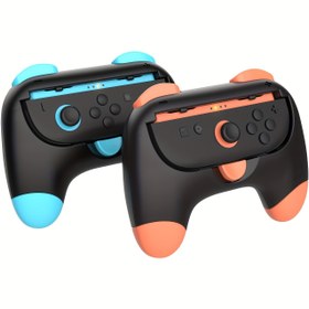 Resim MAYAPHILOS Switch 2 Tutma Kolu - Kolay Kurulumlu Ergonomik ABS Kontrolcü Tutuş Geliştirici, Sol & Sağ El Uyumlu, Siyah & Turuncu (Turkuaz/Mavi) Oyun Konforunu Artırmak İçin 