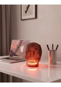 Resim Kuru Kafa Kalemlik Neon Led 3d Baskı 12x13cm Işık Rengini Soru-cevap Bölümünden Belirtiniz Siyah 