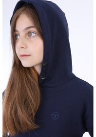 Resim Toontoy Kız Çocuk Kapüşonlu Cepli Elbise Lacivert 