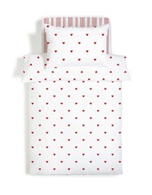 Resim Evmila Minik Kalpler Desenli Nevresim Takımı - 160x220cm Nevresim +50x70cm Yastık Kılıfı+100x200cm Çarşaf 