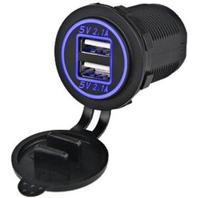 Resim Araç Telefon Şarj Soketi 2'Li 5V 2.1A Mavi 