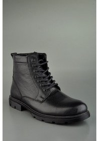 Resim Konforayakkabi Hakiki Deri Fermuarlı Sıcak Astar Erkek Bot Siyah 