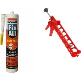 Resim Soudal Fix All High Tack Korniş Yapıştırıcı Montaj Yapıştırıcısı 290 ml Beyaz + Silikon Tabancası 