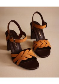 Resim Yargıcı Örgü Detaylı Deri Topuklu Ayakkabı 25ykay4067x 057 Kahverengi 