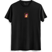 Resim Alfa Tshirt Animal Çerçeveli Dijital Baskılı Çocuk Siyah Tshirt 