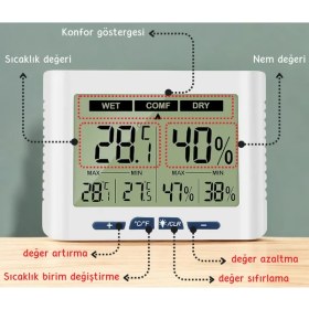 Resim DTH-150 Geniş Ekranlı Sıcaklık Nem Ölçer 