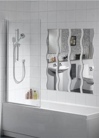 Resim Uzun 4 Parça Dalgalı Boy Banyo Salon Tuvalet Duvar Aynası Şeffaf 