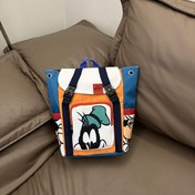 Resim 1 Adet Disney Mickey Mouse Retro Sırt Çantası - Ayarlanabilir Askılı ve İpli Kapatmalı Vintage Tuval Okul Çantası, Seyahat, Kamp, Açık Hava için Hayvan Baskılı Tasarım - Arkadaşlar İçin Üniseks Hediye (Gökyüzü Mavisi/Turuncu/Açık Yeşil/Siyah) | Karakter Temalı Seyahat Çantası | Poliester Astarlı 