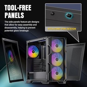 Resim Antec AX1000 ARGB, 4 x 140mm ARGB PWM Fanlar Dahil, Fan Kontrol Cihazı, Aynı Anda 9 Fana kadar, Tip-C 3.2, Tam Görünüm Temperli Cam Yan Panel, 360mm Radyatör Desteği, Orta Kule ATX PC Kasası 