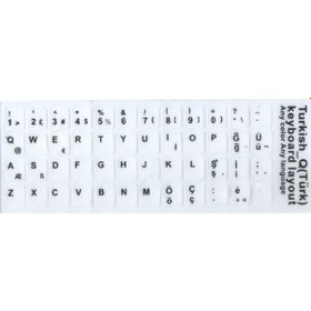 Resim Notebook için Türkçe Q Klavye Sticker Etiket Beyaz 