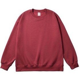 Resim Edwardest 2025 Yeni Kadın Sonbahar Saf Pamuklu 300g Havlu Yuvarlak Yaka Bol Sweatshirt Kırmızı 