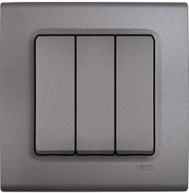 Resim Viko Linnera Life Granit Grisi Üçlü Anahtar Çerçeveli - 90442068 