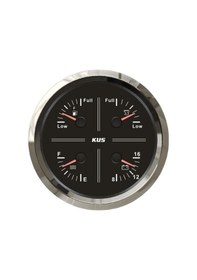 Resim Kus 4'lü Temiz Su + Atık Su + Yakıt + 12v Voltmetre Göstergesi Siyah 111mm 