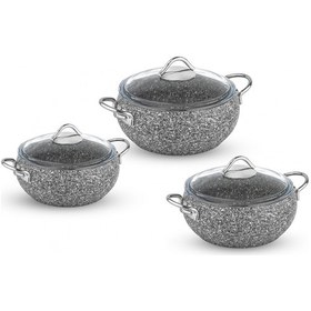 Resim Taç Luna Granit 3'Lü Güveç Seti Gri 