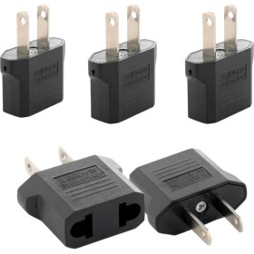 Resim Derwell 5 Adet Türk Fişi Amerikan Tip Fişe Çevirici Seyahat Adaptörü 2 Pinli Düz Plug Travel Adapter Fiş Priz Dönüştürücü Piriz Siyah 
