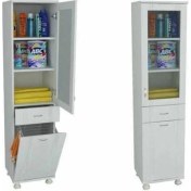 Resim Evistro Lake Banyo Boy Dolabı Çamaşr Sepetli Pleksi Cam Beyaz 