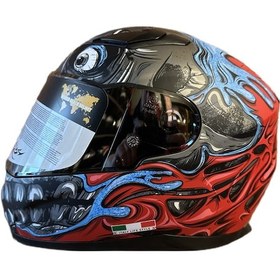 Resim Sway 816 Mat Teeth Kask Kırmızı Mavi 