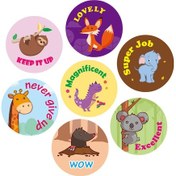 Resim Sevimli Hayvan Ödül Etiketi Teşvik Etiketi Kelimeleri Etiket Kağıdı Rulosu Çapı 38mm Çocuk Öğretmen Okul Malzemeleri 5-1 