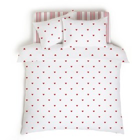 Resim Evmila Kırmızı Minik Kalpler Desenli Nevresim Takımı - 200x220 Cm Nevresim + 50x70 Yastık kılıfı + 160x200 Cm Çarşaf 