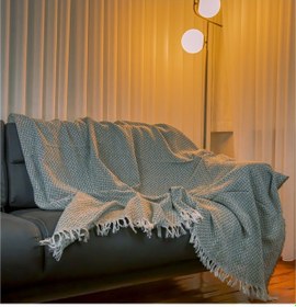 Resim Lodos Home Pamuklu Çift Taraflı Koltuk & Kanepe Örtüsü Şalı 170x210 Cm Terletmez, Yumuşak Dokulu Bej 