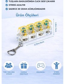 Resim Işıklı Tuşlu Anahtarlık - Tuşlu Şeffaf Anahtarlık, 4 Tuşlu Eğlenceli Anahtarlık Çok Renkli 