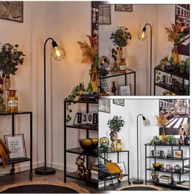 Resim Riolight Retro Siyah Kafes Metal Lambader Köşe Lambası(550610856) 