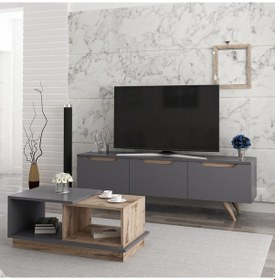 Resim Contept Tv Takım (Tv Ünitesi / Sehpa) Antrasit Ücretsiz Kargo 