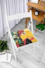 Resim RealHomes Müzik Temalı Soyut Kadın Motifli Fermuarlı Sandalye Minderi 